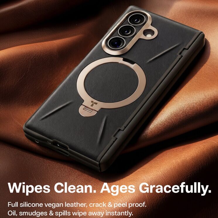 Защитный комплект TORRAS Ostand Q3 VegSkin with MagSafe (FF) для Samsung Galaxy Fold 8 Ultra - Brown: фото 4 из 10