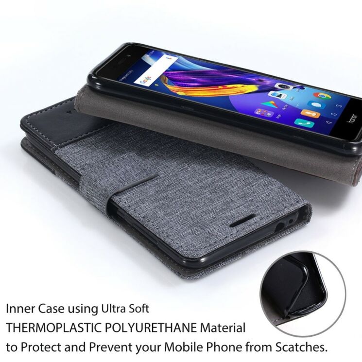Чехол-книжка MUXMA Canvas Diary для Sony Xperia XZ2 Compact - Black: фото 9 из 14