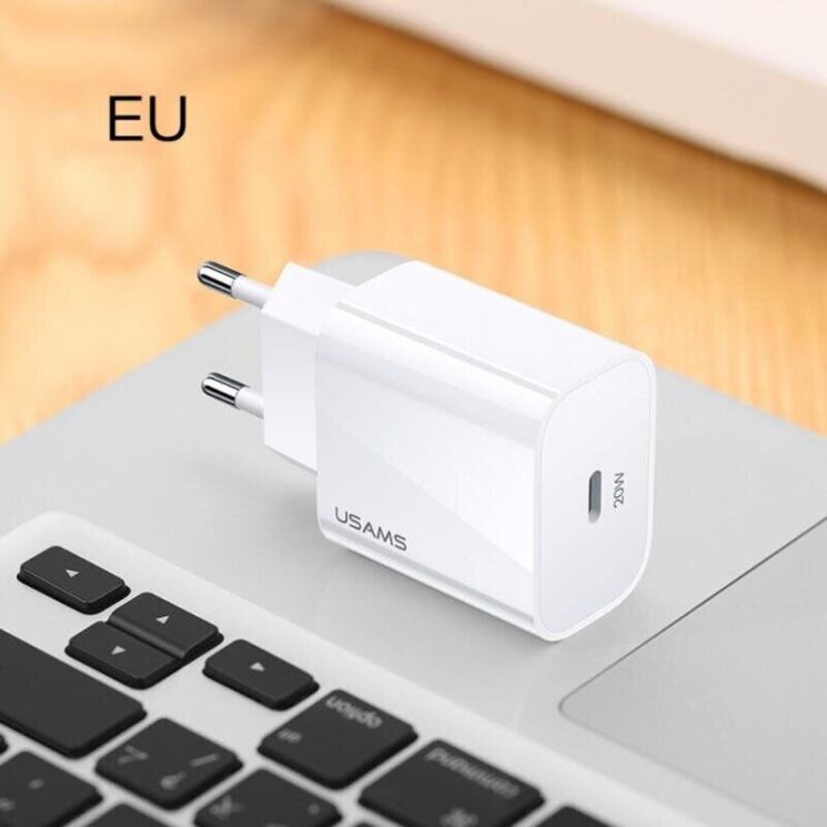 Мережевий зарядний пристрій USAMS US-CC118 T34 PD Fast Travel Charger (20W) - White: фото 12 з 12