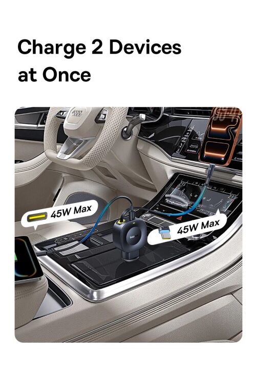 Автомобільний зарядний пристрій Baseus PrimeTrip VR2 45W 1C + кабель Type-C (C02069) - Cosmic Black: фото 10 з 18
