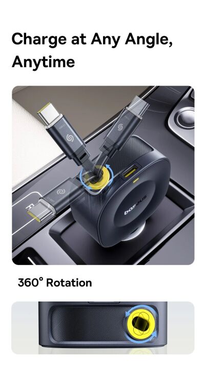 Автомобільний зарядний пристрій Baseus PrimeTrip VR2 45W 1C + кабель Type-C (C02069) - Cosmic Black: фото 12 з 18
