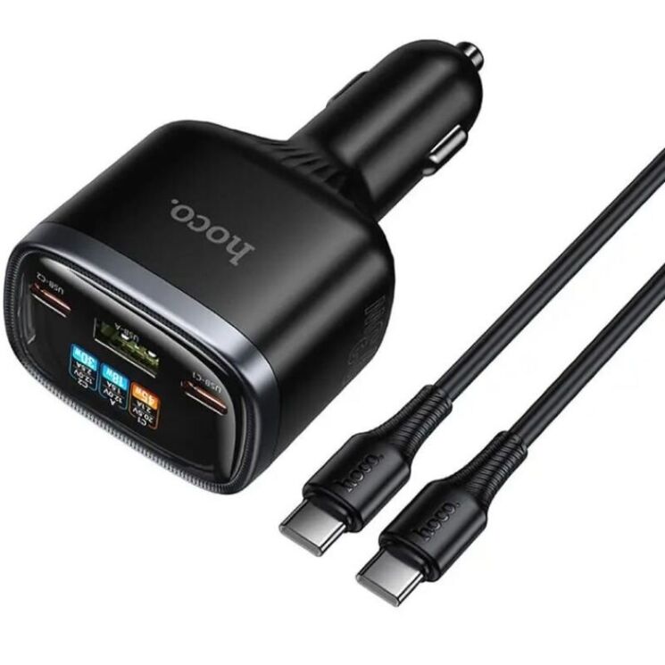 Автомобільний зарядний пристрій Hoco Z70 PD45W (2Type-C + USB) + кабель Type-C to Type-C - Black (923427B) Автомобільний зарядний пристрій Hoco Z70 PD45W (2Type-C + USB) + кабель Type-C to Type-C - Black: фото 2 з 8