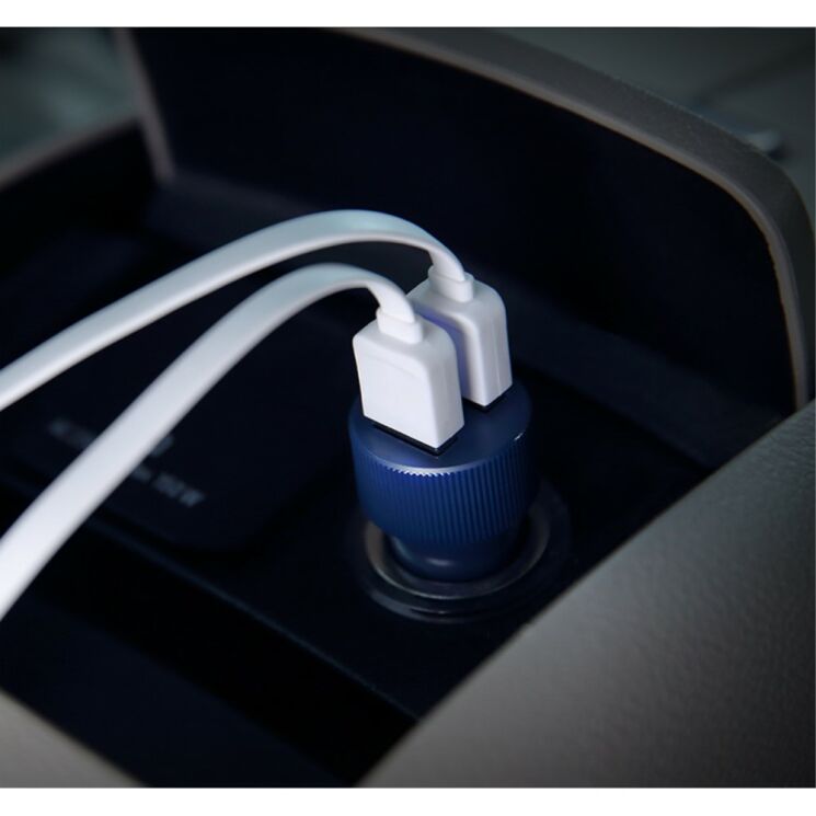 Автомобільний зарядний пристрій ROCK Double USB (5V / 2.4А) - Blue: фото 4 з 11