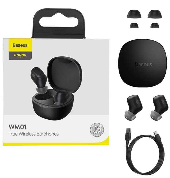Беспроводные наушники Baseus Encok TWS WM01 - Black: фото 5 из 18