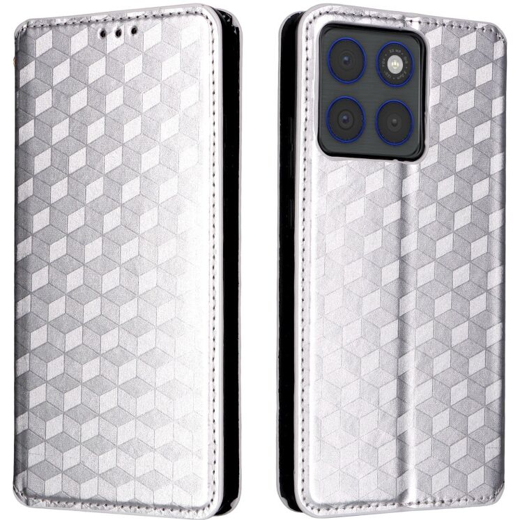 Чохол Deexe Rhombus Book для Motorola Edge 70 - Silver: фото 1 з 10