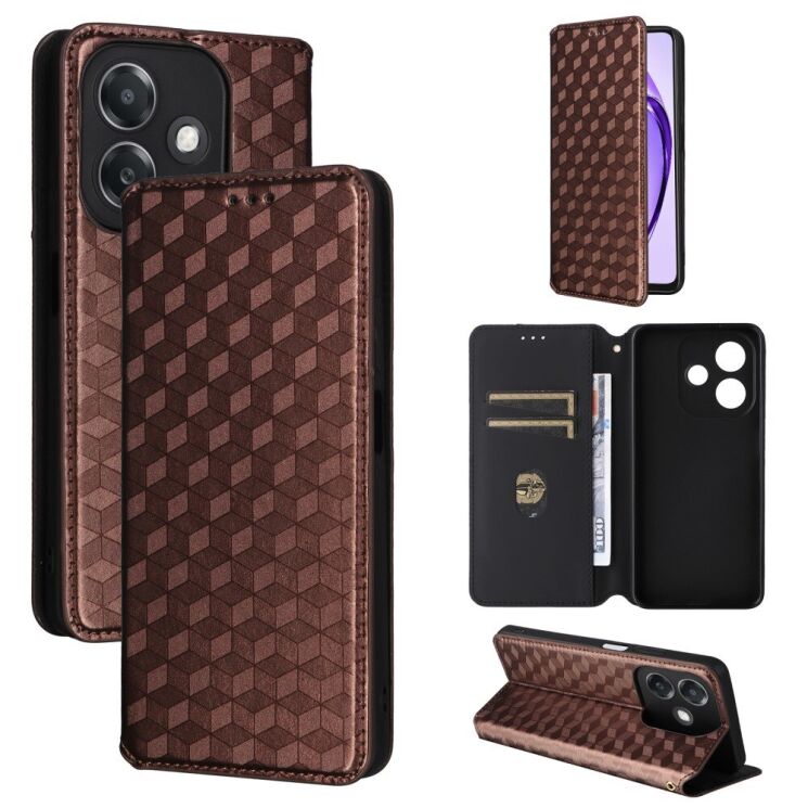 Чехол Deexe Rhombus Book для OPPO A3x / A3 / A40m - Brown: фото 6 из 8