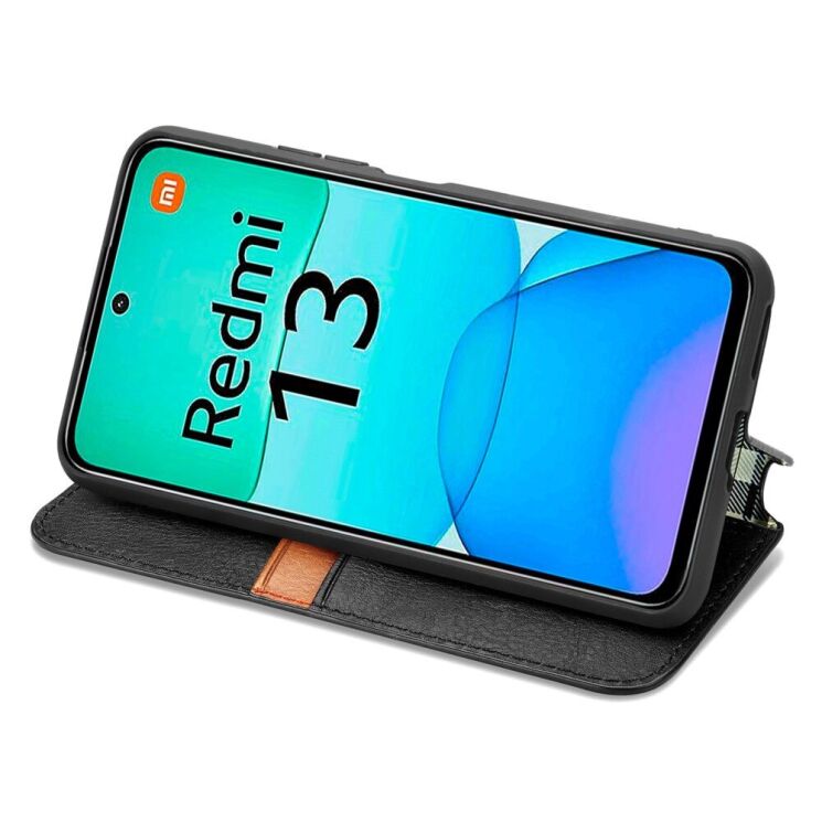 Чехол Deexe Rhombus Book для Xiaomi Redmi 13 - Black: фото 3 из 9