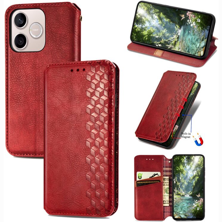 Чехол Deexe Rhombus Wallet для Honor 600 Lite - Red: фото 1 из 8