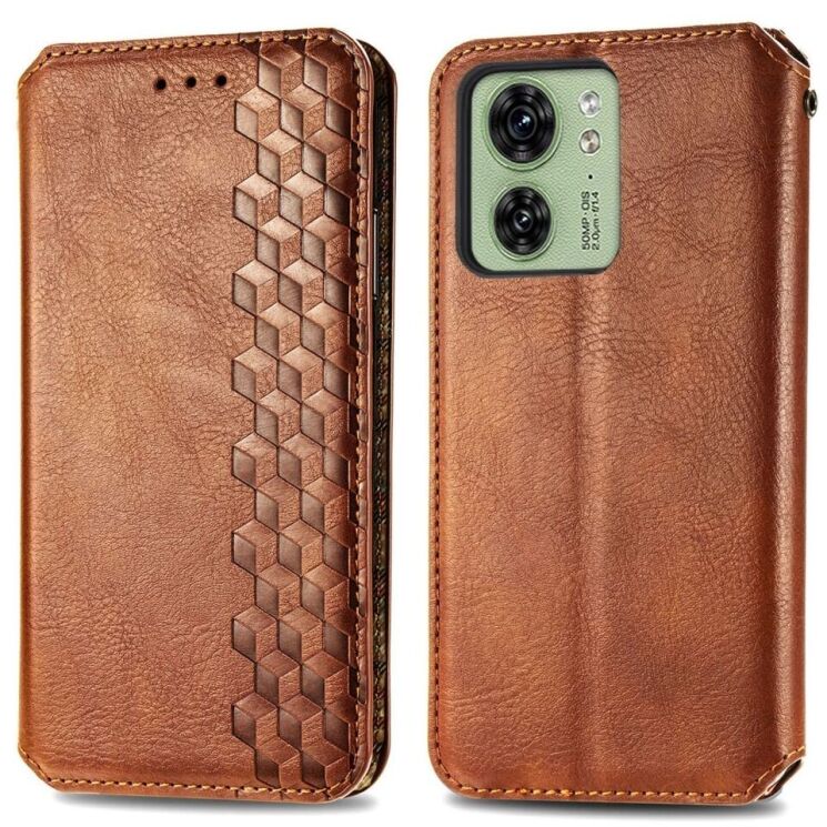 Чохол Deexe Rhombus Wallet для Motorola Edge 40 - Brown: фото 1 з 6