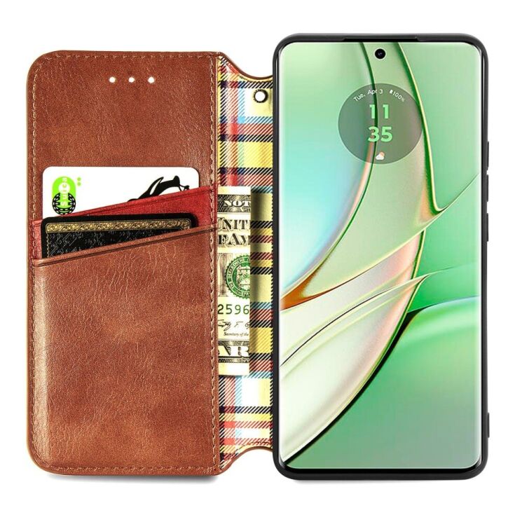 Чохол Deexe Rhombus Wallet для Motorola Edge 40 - Brown: фото 2 з 6