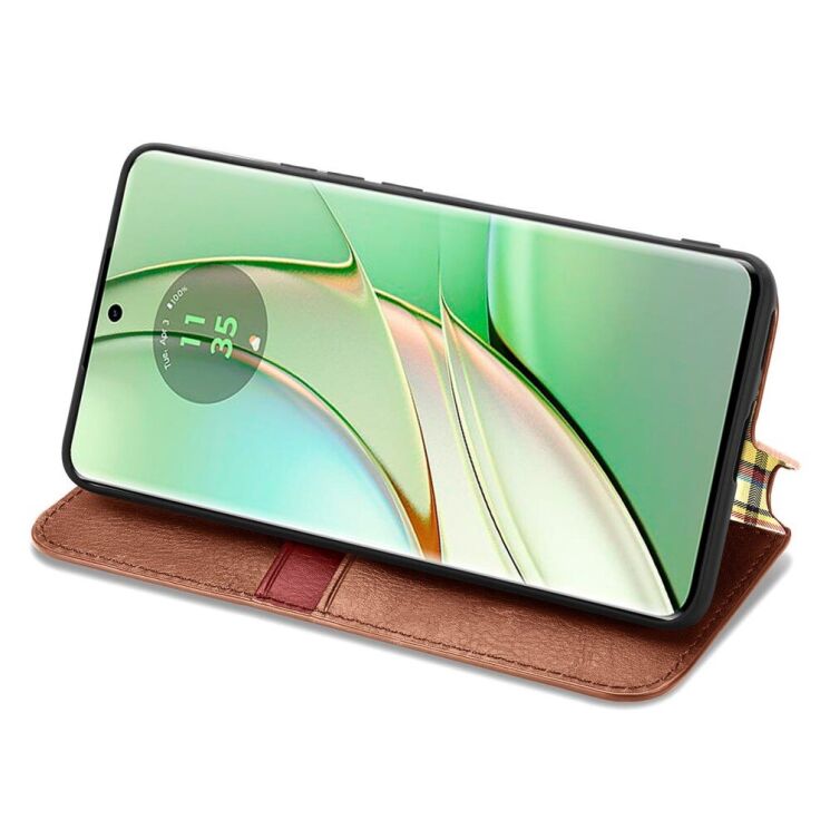 Чохол Deexe Rhombus Wallet для Motorola Edge 40 - Brown: фото 3 з 6