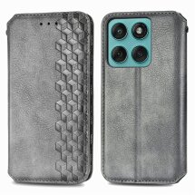 Чехол Deexe Rhombus Wallet для Motorola Moto G17 Power / G15 Power / G15 - Grey: фото 1 из 6