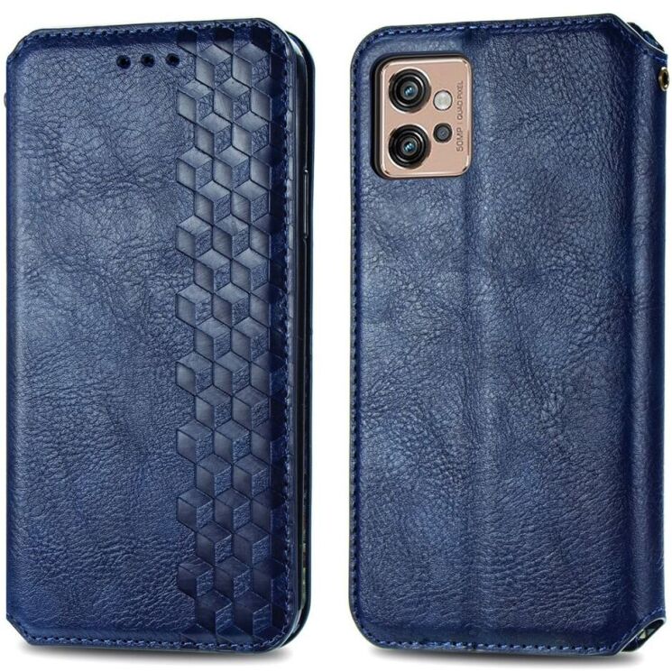 Чехол Deexe Rhombus Wallet для Motorola Moto G32 - Blue: фото 1 из 10