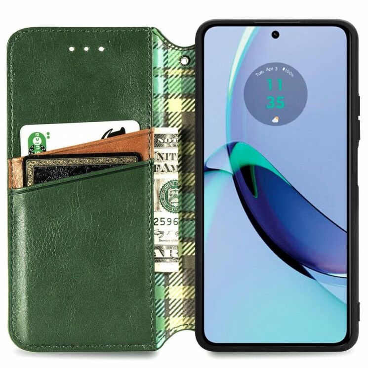 Чехол Deexe Rhombus Wallet для Motorola Moto G84 - Green: фото 2 из 6
