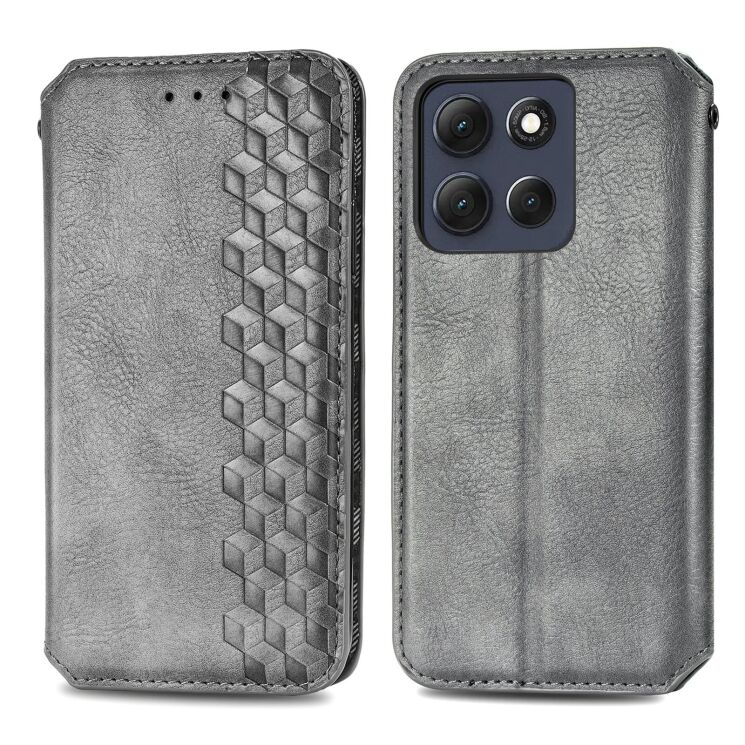 Чохол Deexe Rhombus Wallet для Motorola Moto G86 - Grey: фото 2 з 8