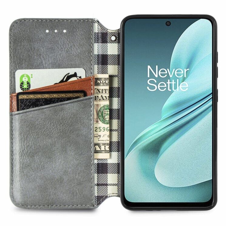 Чехол Deexe Rhombus Wallet для OnePlus Nord N30 SE - Grey: фото 2 из 6