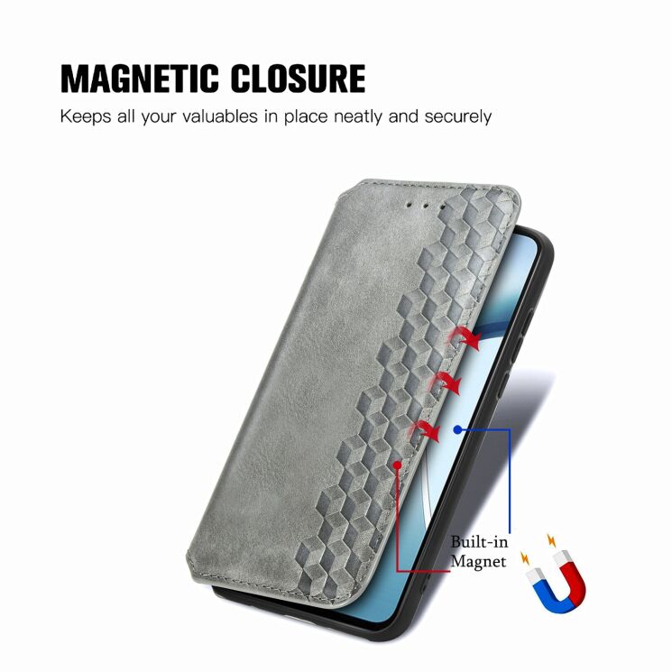 Чехол Deexe Rhombus Wallet для OPPO Reno 15 F/FS - Black: фото 9 из 10