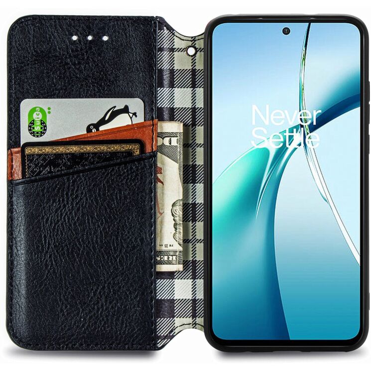 Чехол Deexe Rhombus Wallet для OPPO Reno 15 F/FS - Black: фото 2 из 10