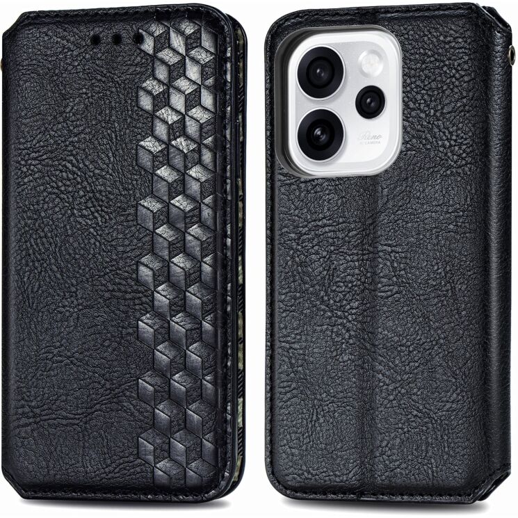 Чехол Deexe Rhombus Wallet для OPPO Reno 15 F/FS - Black: фото 1 из 10