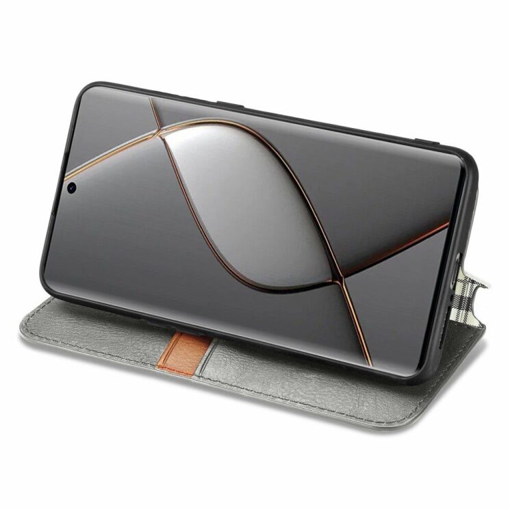 Чехол Deexe Rhombus Wallet для TECNO Spark 20 Pro+ - Grey: фото 3 из 6