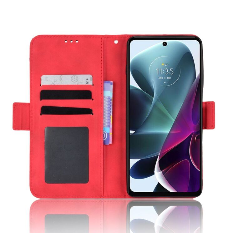 Чохол-книжка з кишеньками Deexe Wallet Stand для Motorola Moto G200 - Red: фото 4 з 7