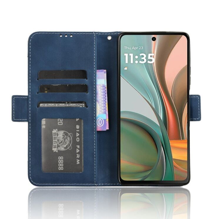 Чехол Deexe Wallet Stand для Motorola Moto G75 - Blue: фото 3 из 8