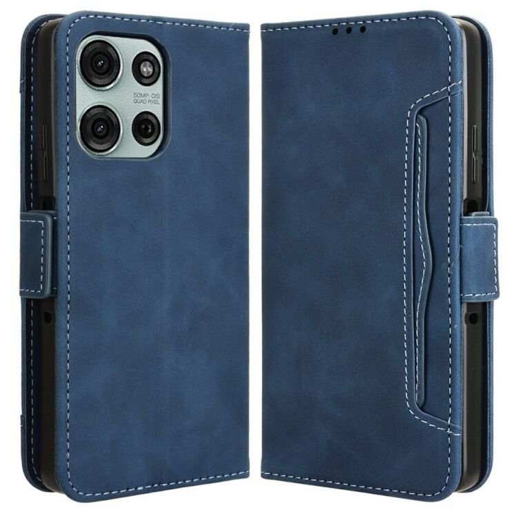 Чехол Deexe Wallet Stand для Motorola Moto G75 - Blue: фото 1 из 8