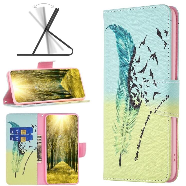 Чехол-книжка Deexe Color Wallet для Samsung Galaxy A05 (A055) - Feather and Birds: фото 2 из 8