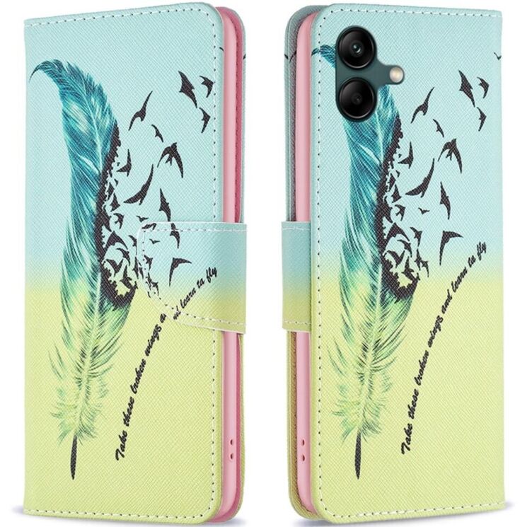 Чехол-книжка Deexe Color Wallet для Samsung Galaxy A05 (A055) - Feather and Birds: фото 1 из 8