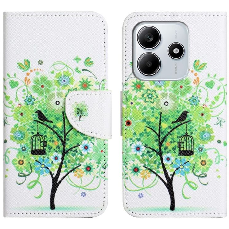 Чехол-книжка Deexe Color Wallet для Xiaomi Redmi Note 14 4G - Green Tree: фото 1 из 5