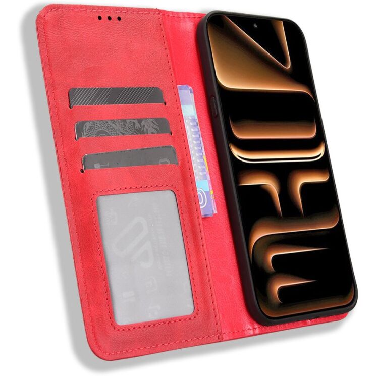 Чохол-книжка Deexe Retro Style для Infinix Note 60 / 60 Pro - Red (409302R) Чохол-книжка Deexe Retro Style для Infinix Note 60 / 60 Pro - Red: фото 4 з 18