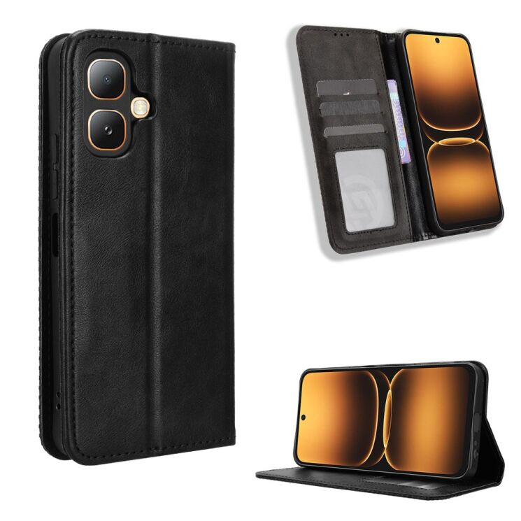 Чехол-книжка Deexe Retro Style для Infinix Smart 20 - Black: фото 2 из 20