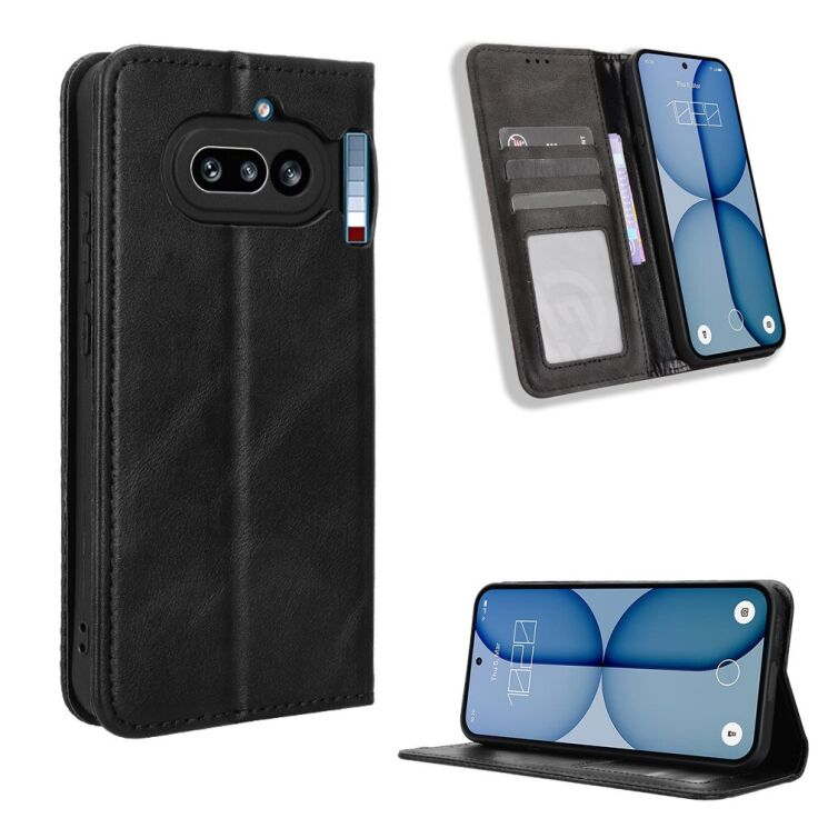 Чохол-книжка Deexe Retro Style для Nothing Phone (4a) - Black (411308B) Чохол-книжка Deexe Retro Style для Nothing Phone (4a) - Black: фото 2 з 18