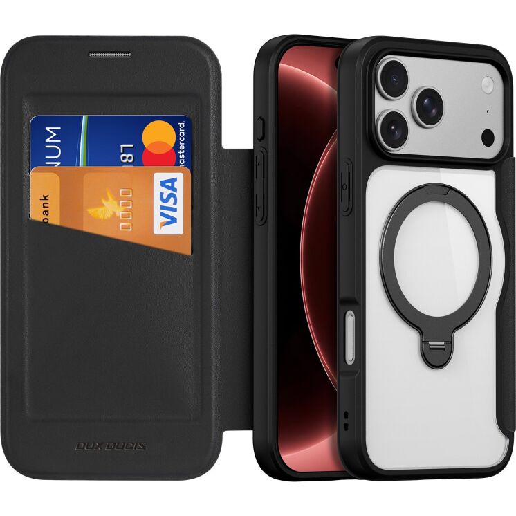 Чехол-книжка Dux Ducis Skin X Pro Magnetic Kickstand для iPhone 18 Pro / 17 Pro - Black: фото 2 из 12