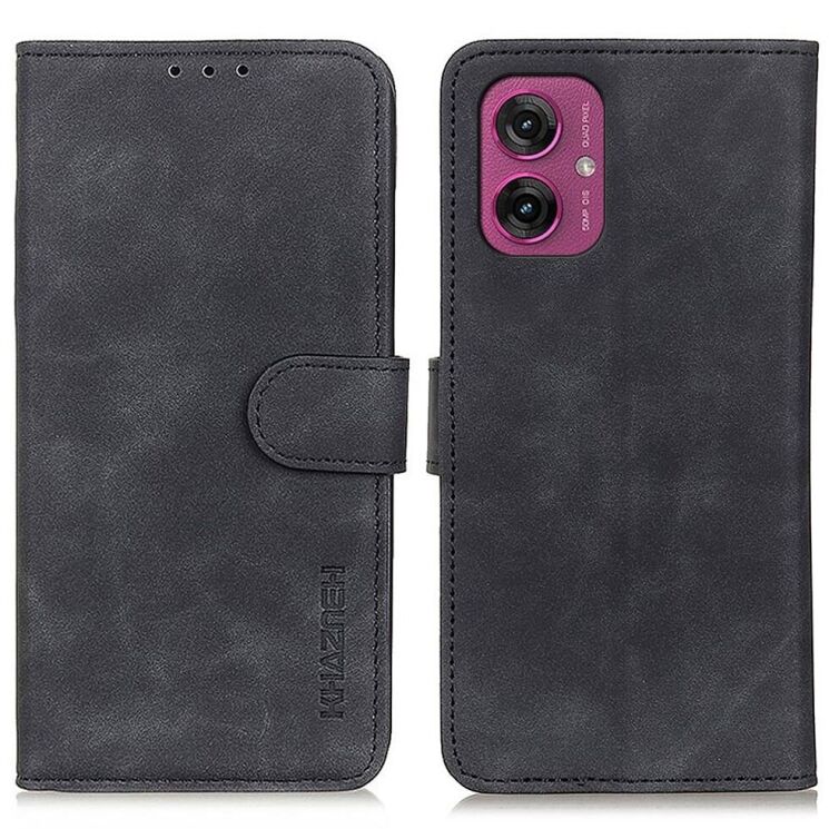 Чохол-книжка KHAZNEH Retro Wallet для Motorola Moto G55 - Black: фото 1 з 8