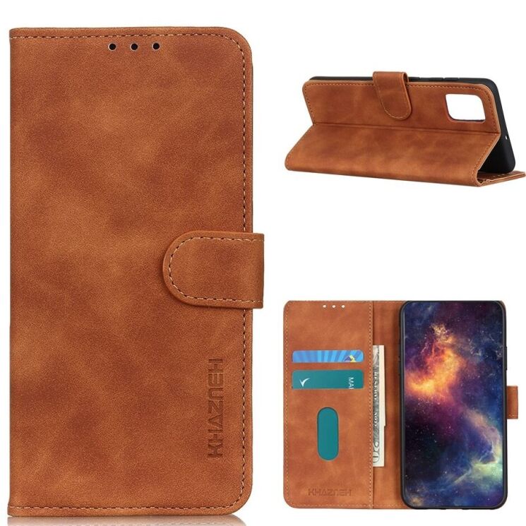 Чехол-книжка KHAZNEH Retro Wallet для Realme 7 Pro - Brown: фото 1 из 10