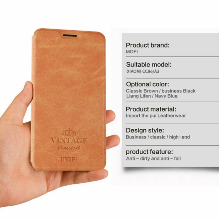 Чехол-книжка MOFI Vintage Series для Xiaomi Mi A3 / Mi CC9e - Grey: фото 2 из 8