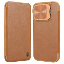 Чехол-книжка NILLKIN Qin Prop Leather Case для Apple iPhone 16 Pro - Brown: фото 1 из 17
