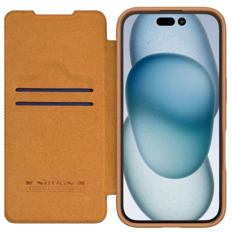 Чохол-книжка NILLKIN Qin Prop Leather Case для Apple iPhone 16 Pro - Brown: фото 2 з 17