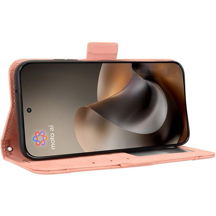 Чохол-книжка з кишеньками Deexe Wallet Stand для Motorola Moto G77 - Pink: фото 6 з 15
