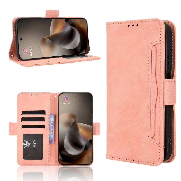 Чохол-книжка з кишеньками Deexe Wallet Stand для Motorola Moto G77 - Pink: фото 8 з 15