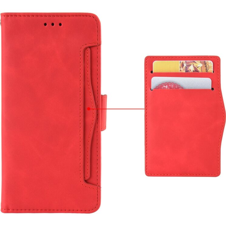 Чехол-книжка с карманами Deexe Wallet Stand для OnePlus 15T - Red: фото 2 из 15