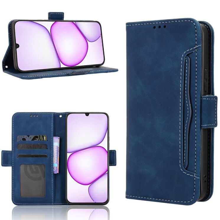 Чохол-книжка з кишеньками Deexe Wallet Stand для Realme C100i - Blue: фото 8 з 15