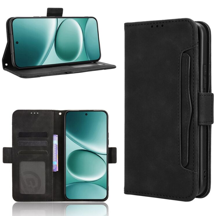 Чехол-книжка с карманами Deexe Wallet Stand для Xiaomi Redmi Note 15 Pro Plus / Poco M8 Pro 5G - Black: фото 8 из 17