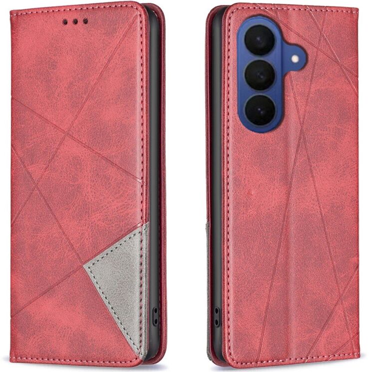 Чехол-книжка с карманами UniCase Geometric Pattern для Samsung Galaxy S26 Plus - Red: фото 1 из 10