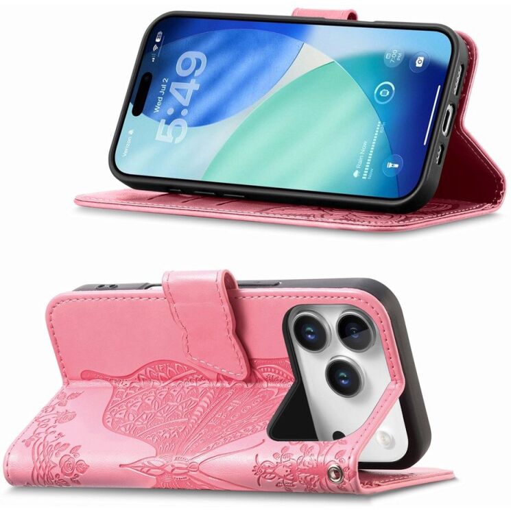 Чохол-книжка з малюнком UniCase Butterfly Pattern для iPhone 18 Pro / 17 Pro - Pink: фото 3 з 9