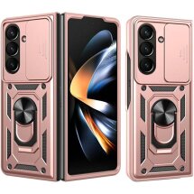 Чохол (PC+TPU) з підставкою Deexe Armor Shield (FF) для Samsung Galaxy Fold 8 Ultra - Rose Gold: фото 1 з 11