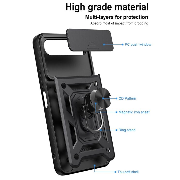 Чохол із захистом камери Deexe Armor Shield для Infinix Hot 60i - Black: фото 9 з 9