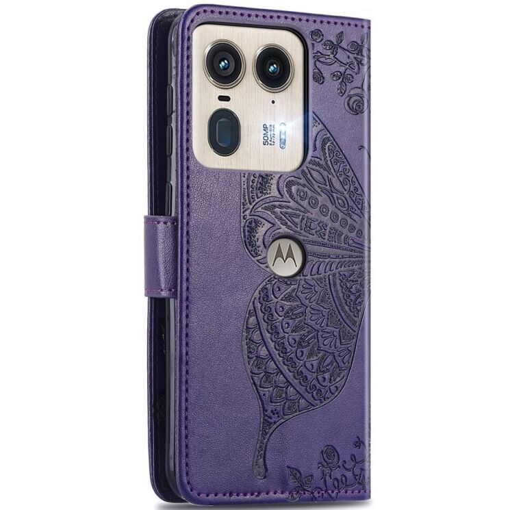 Чехол UniCase Butterfly Pattern для Motorola Edge 50 Ultra - Dark Purple: фото 5 из 8