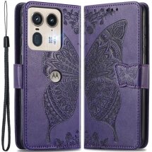 Чехол UniCase Butterfly Pattern для Motorola Edge 50 Ultra - Dark Purple: фото 1 из 8